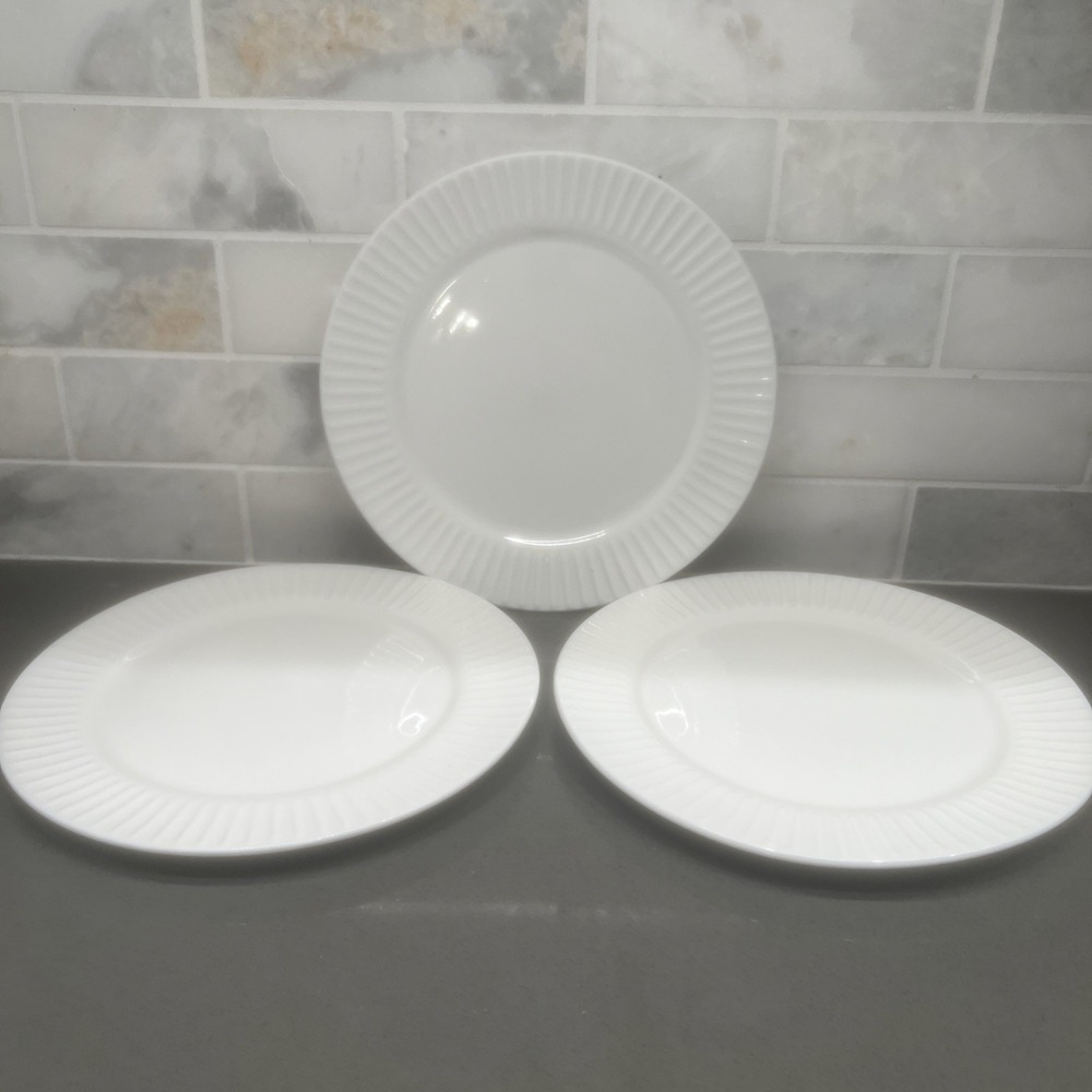 3-Godinger Gatherings Salad Plates White 7.75"" Elegant Series Ribbed Edge